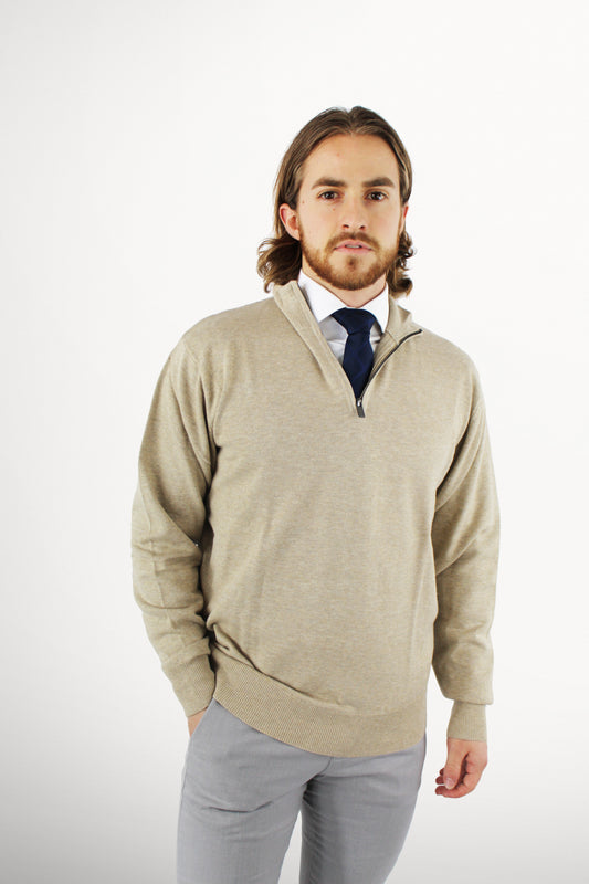Oatmeal 2BY2 1/4 Zip Sweater