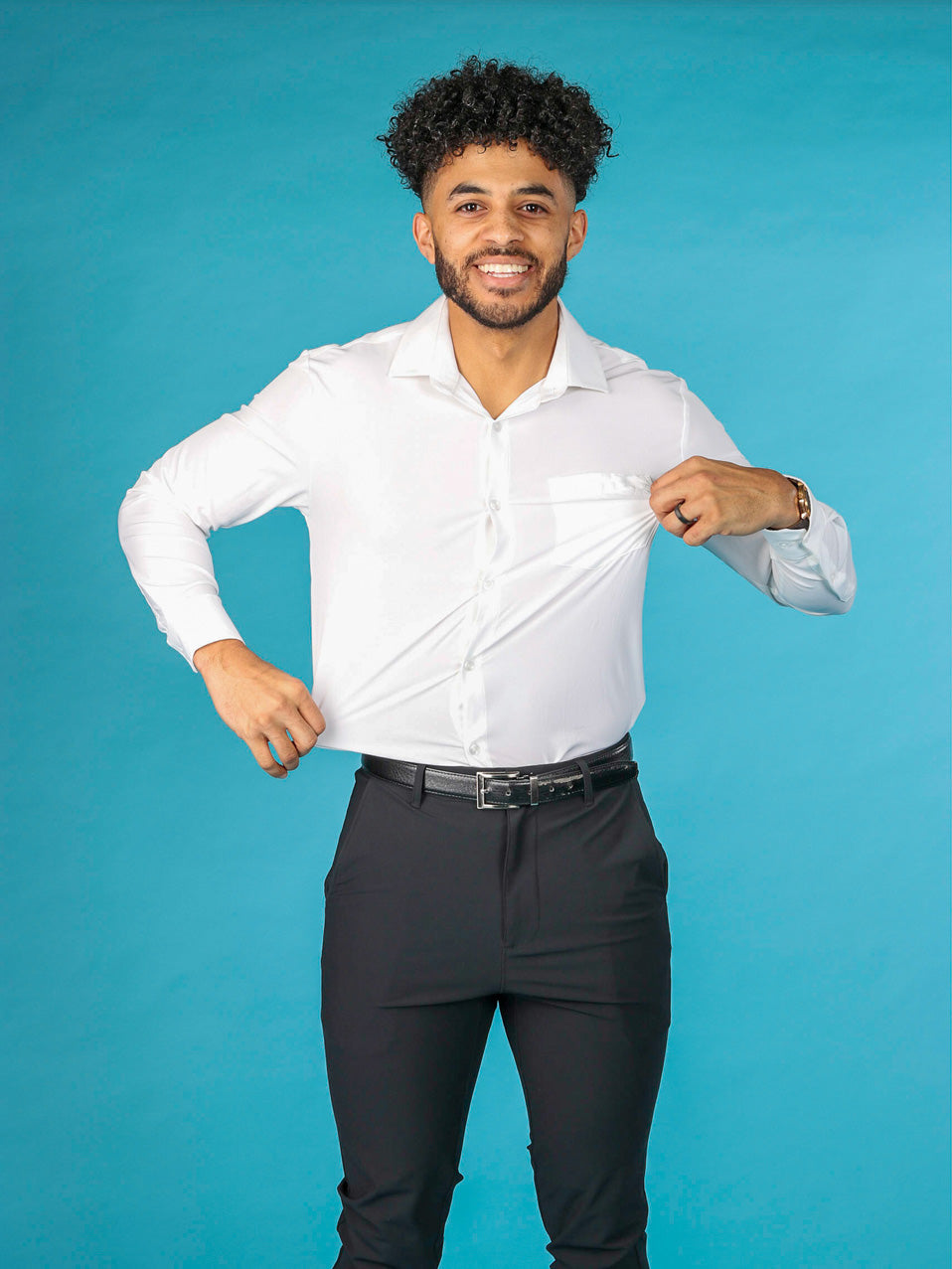 &Collar White Long Sleeve Shirt