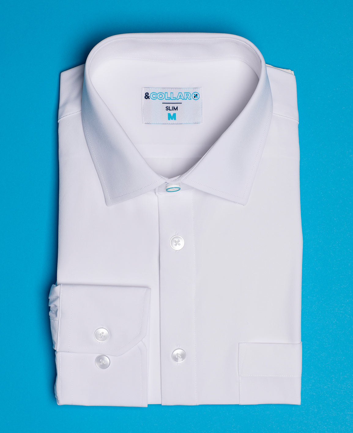 &Collar White Long Sleeve Shirt