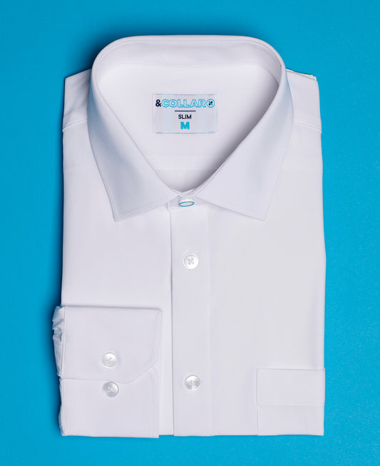 &Collar White Long Sleeve Shirt